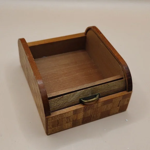 Vintage SCOTTY DOGS Inlaid Wood Case With Rolltop Articulated Lid JAPAN - Picture 4 of 8